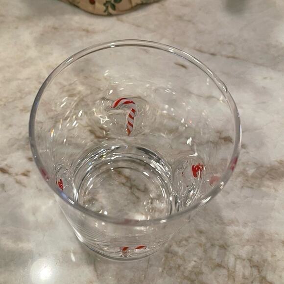 Anthropologie Christmas art glass juice glass or cocktail Candy Canes & Snowman - Picture 6 of 10